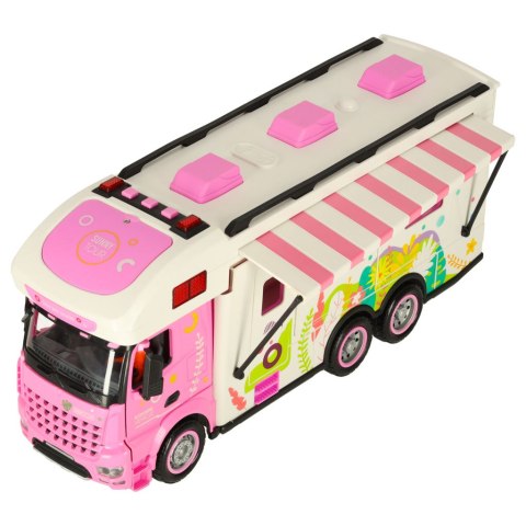 Kamper zdalnie sterowany na pilota samochód kempingowy auto 2,4GHz dźwięki światła akcesoria różowy