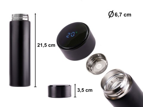 Kubek termiczny termos smart LED 500ml czarny