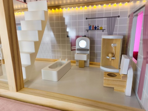 Duży Drewniany Domek dla lalek LED 78cm