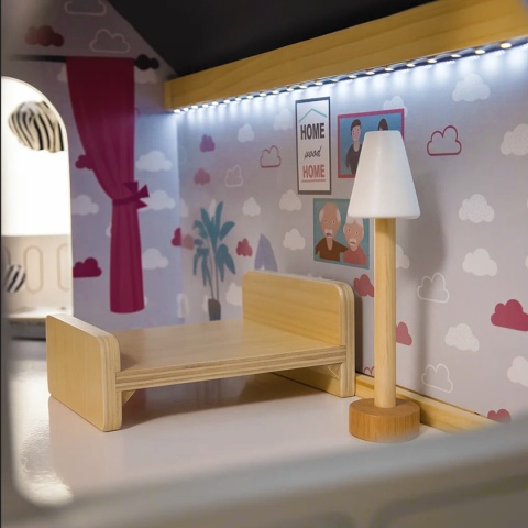 Duży Drewniany Domek dla lalek LED 78cm