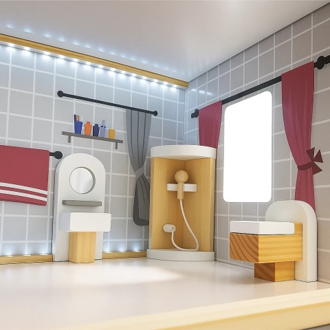 Duży Drewniany Domek dla lalek LED 78cm