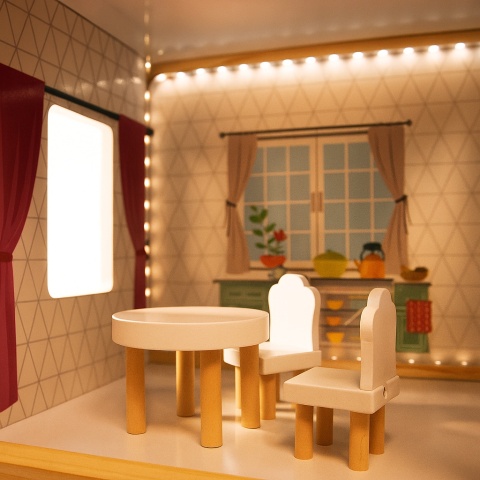 Duży Drewniany Domek dla lalek LED 78cm