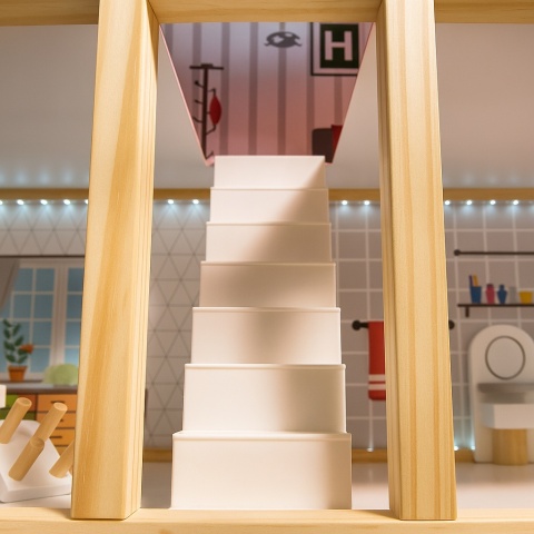 Duży Drewniany Domek dla lalek LED 78cm