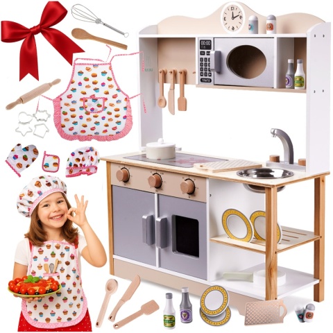 Kuchnia dla dzieci drewniana MDF LULILO KUKETO akcesoria 85cm