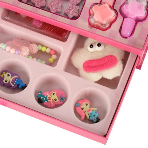 Kuferek zestaw kosmetyków do makijażu i paznokci makeup kosmetyki cienie lakiery szuflady syrenka