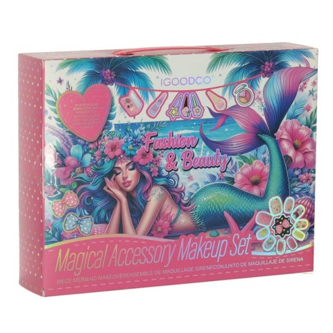 Kuferek zestaw kosmetyków do makijażu i paznokci makeup kosmetyki cienie lakiery szuflady syrenka