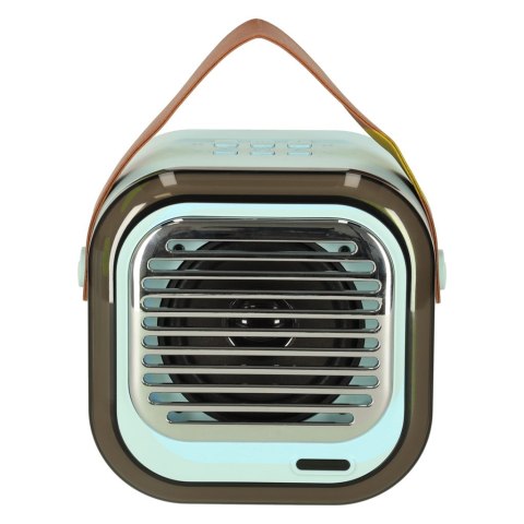 Zestaw do karaoke głośnik Bluetooth 2 mikrofony USB LED 10W niebieski